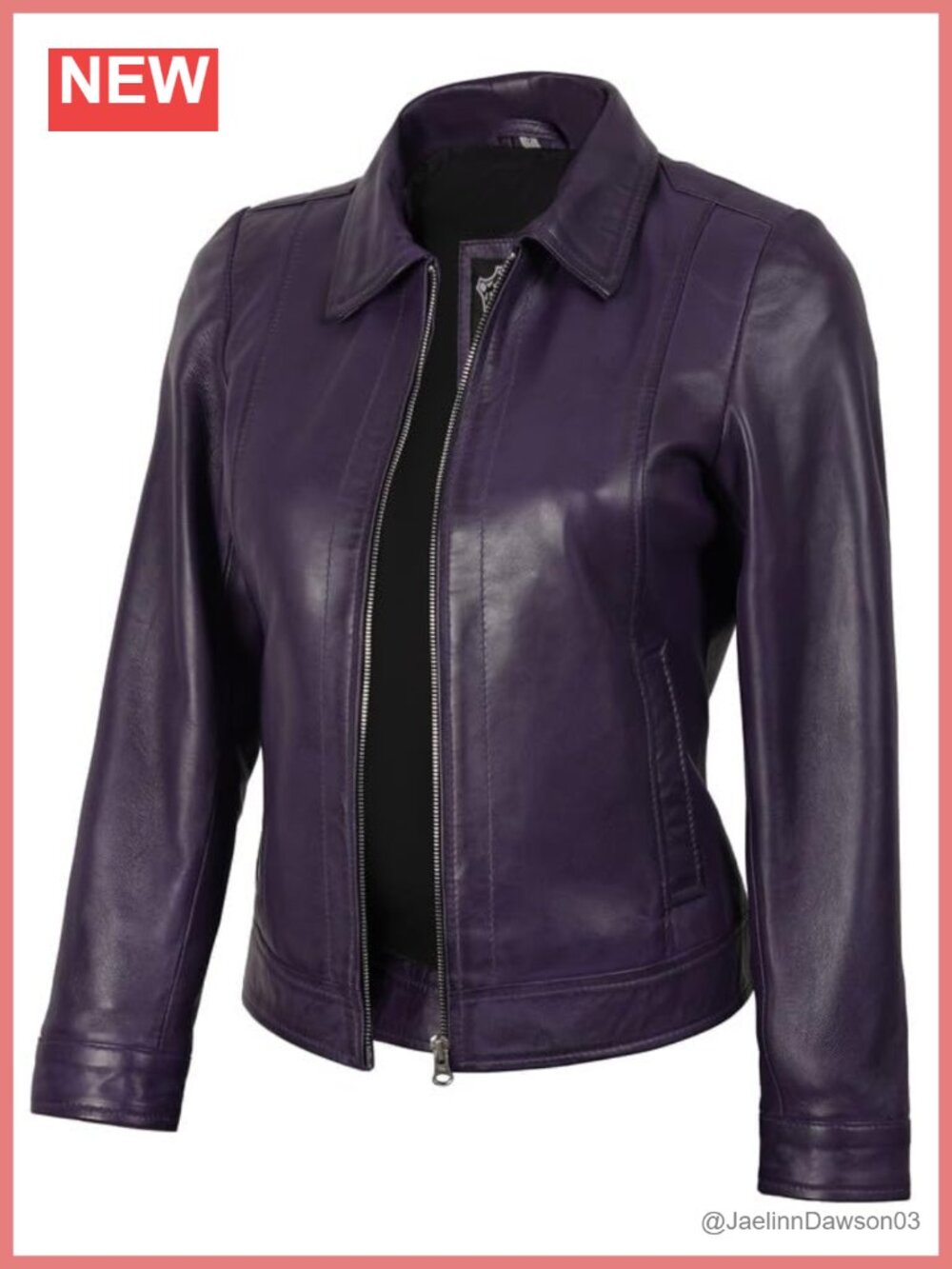 Genuine Lambskin Leather Jacket Womens Zipper Pockets Regular Fit